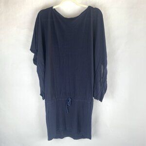 Hard Tail Dress Medium Navy Blue Knit Blouson Coastal Beachy Resort Cruise